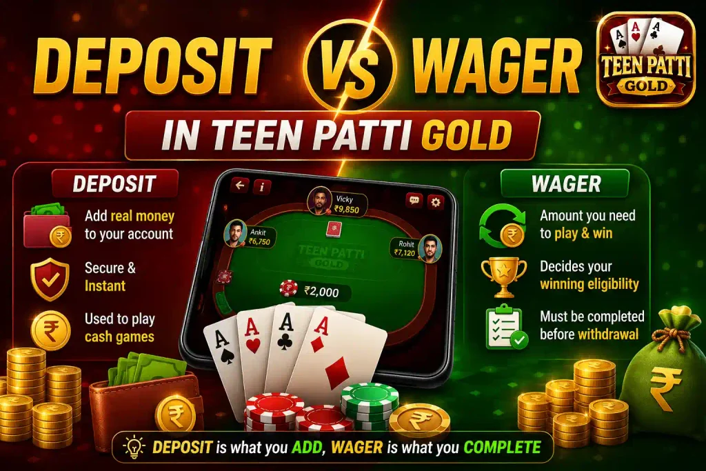 Deposit vs Wager in Teen Patti Gold