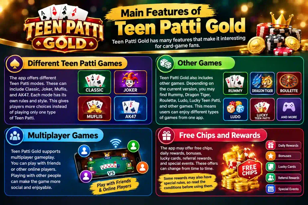 Main Features of Teen Patti Gold